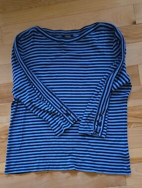 Chaps Blue & Navy Striped Long-Sleeve Tee with Lace-Up Cuff